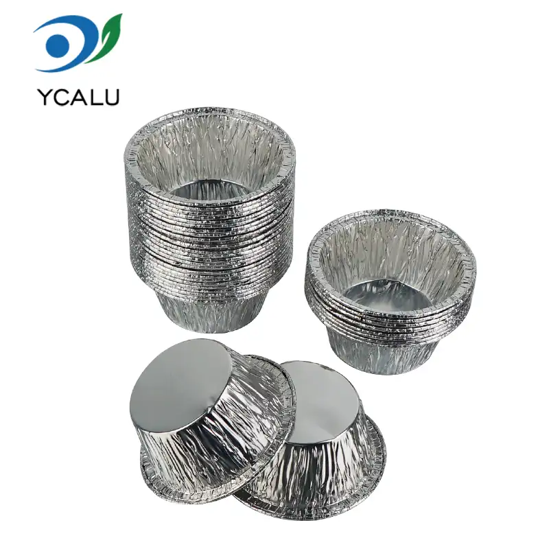 Bekas Aluminium Kerajang Perak Cawan Kek Bulat