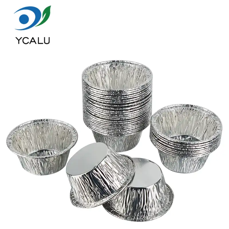 Bekas Aluminium Kerajang Perak Cawan Kek Bulat