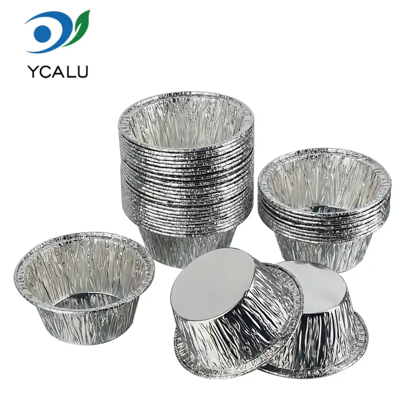 Bekas Aluminium Kerajang Perak Cawan Kek Bulat