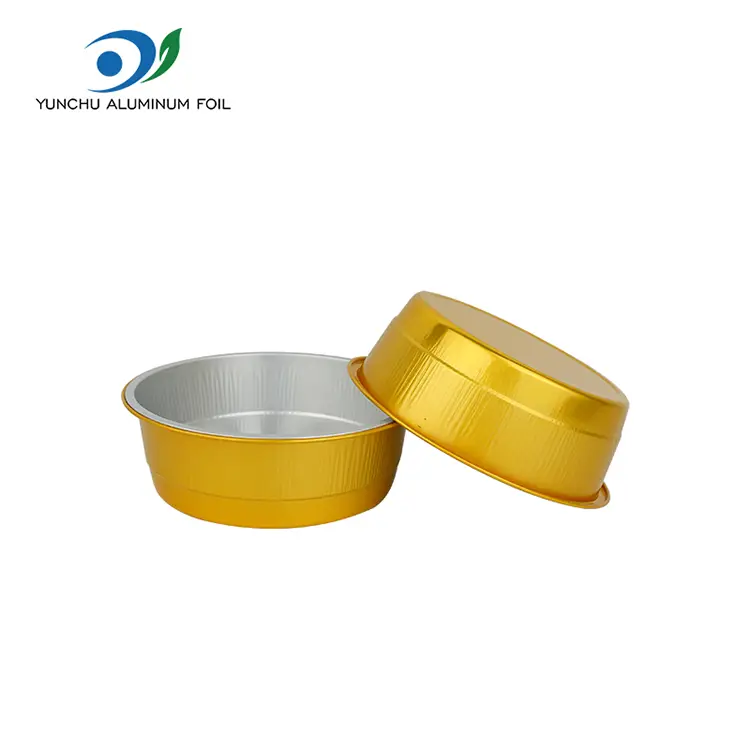 Bekas Kerajang Aluminium Pusingan Emas Golden