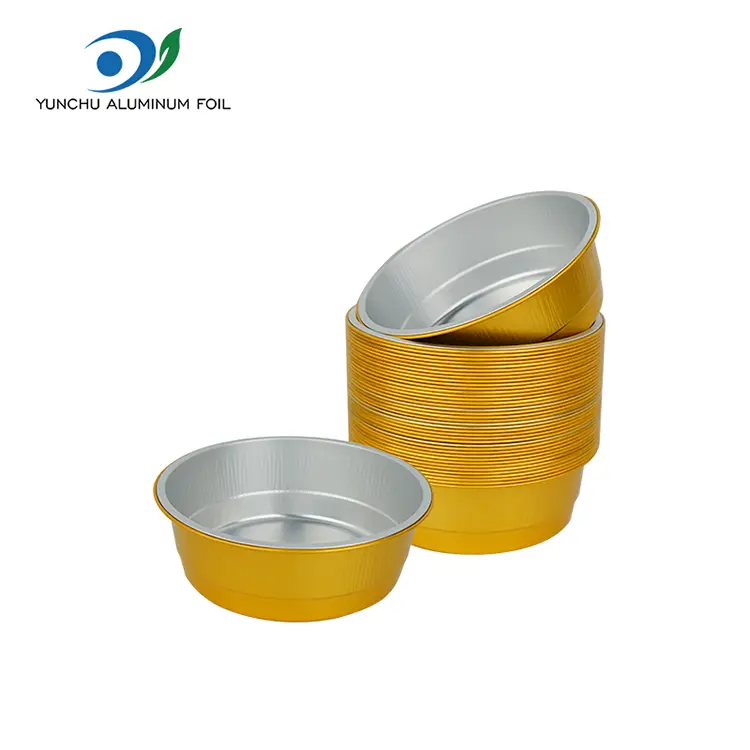 Bekas Kerajang Aluminium Pusingan Emas Golden