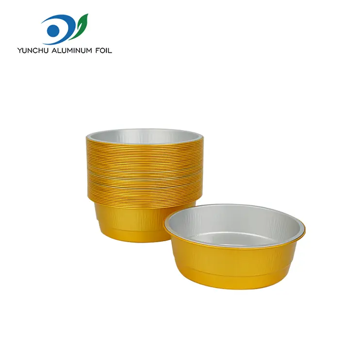 Bekas Kerajang Aluminium Pusingan Emas Golden