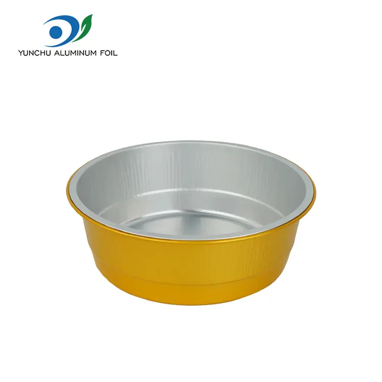 Bekas Kerajang Aluminium Pusingan Emas Golden