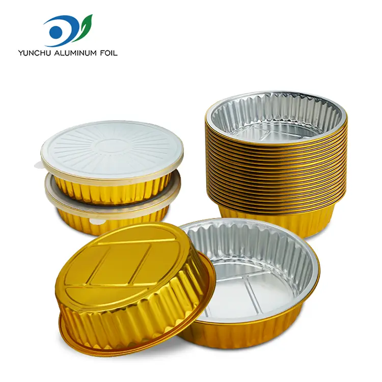 Bekas Kerajang Aluminium Pusingan Emas