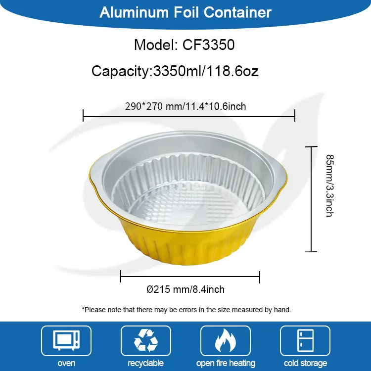 Bekas Kerajang Aluminium Golden Pot Pot Potongan Emas