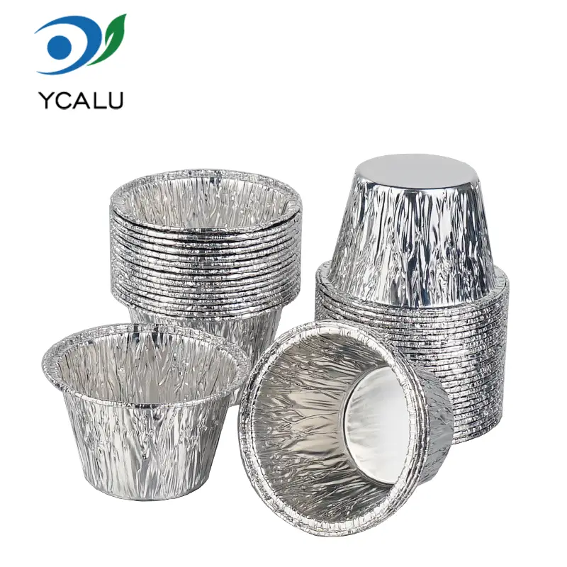 Bekas Aluminium Foil Perak Cawan Kek Mini Pakai