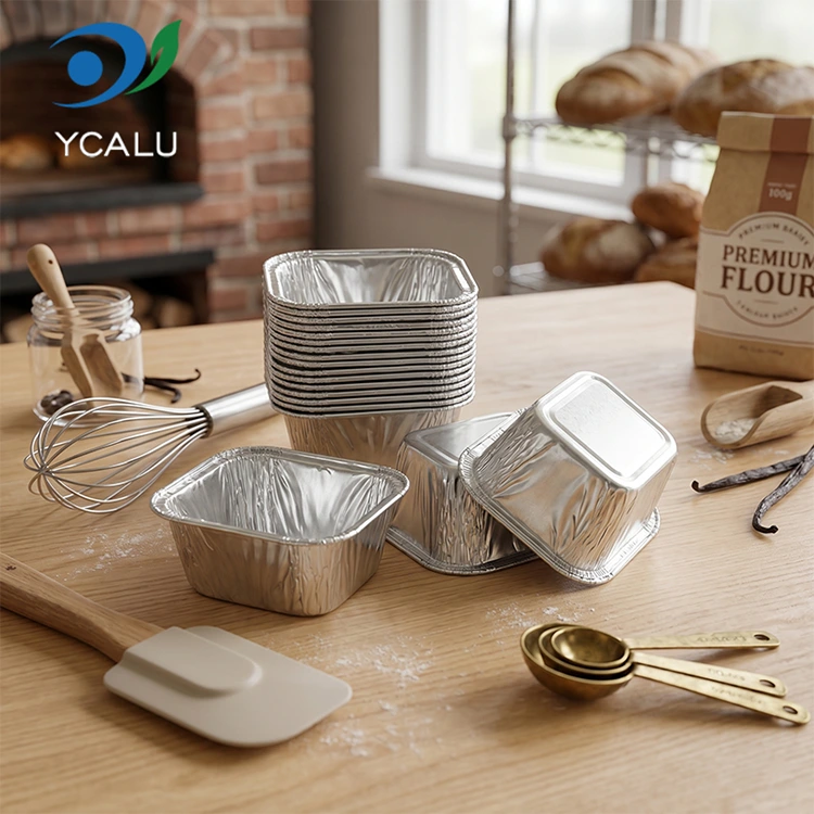 Dulang kek pembakar segi empat tepat pakai buang Bekas Makanan Kerajang Aluminium Perak