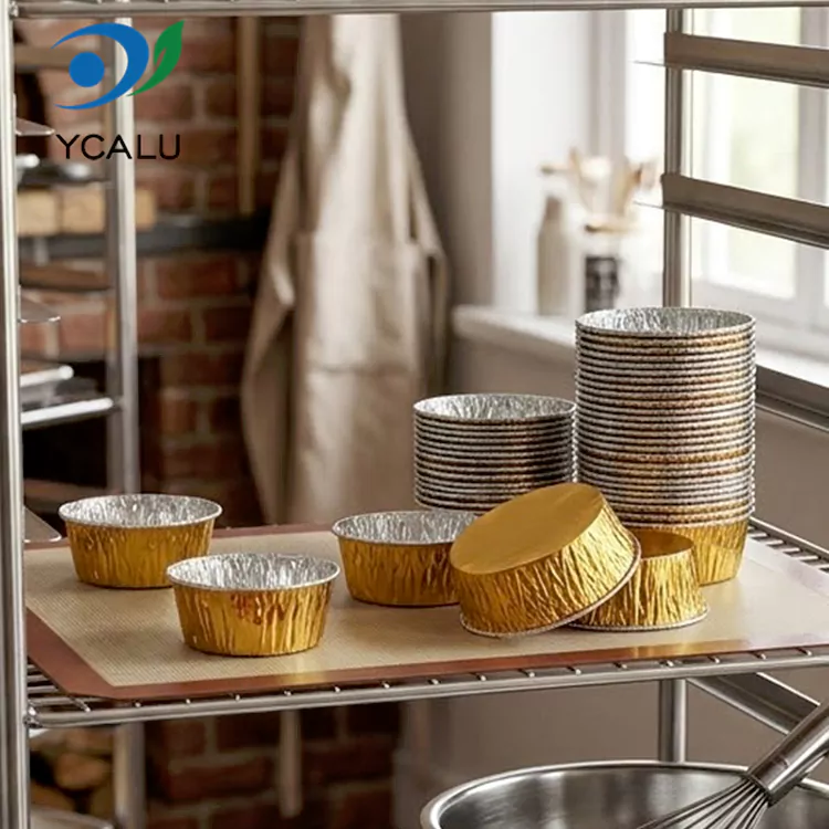 Dulang pembakar bulat pakai buang Bekas Makanan Kerajang Aluminium Perak
