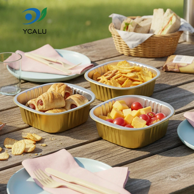 Bekas Kerajang Aluminium Emas Square Square