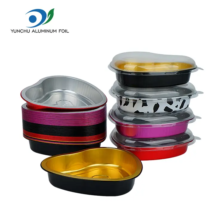 Pastry berbentuk hati baking smoothwall aluminium foil container Pastry berbentuk hati baking smoothwall aluminium foil container