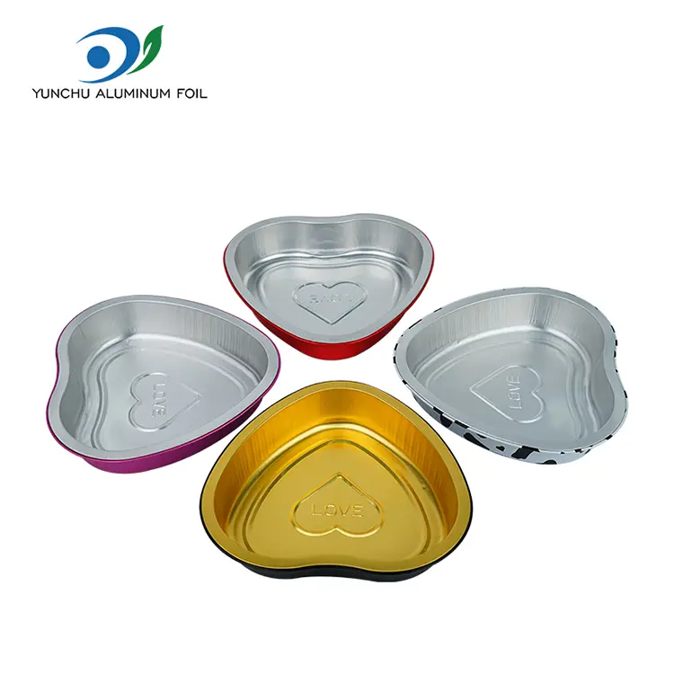 Pastry berbentuk hati baking smoothwall aluminium foil container