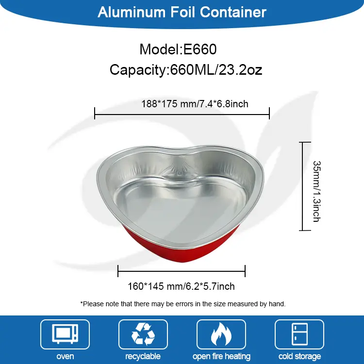 Pastry berbentuk hati baking smoothwall aluminium foil container