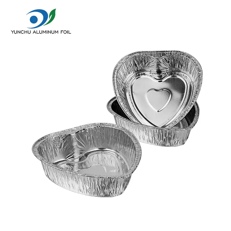 Bekas Foil Aluminium Silver Aluminium berbentuk hati