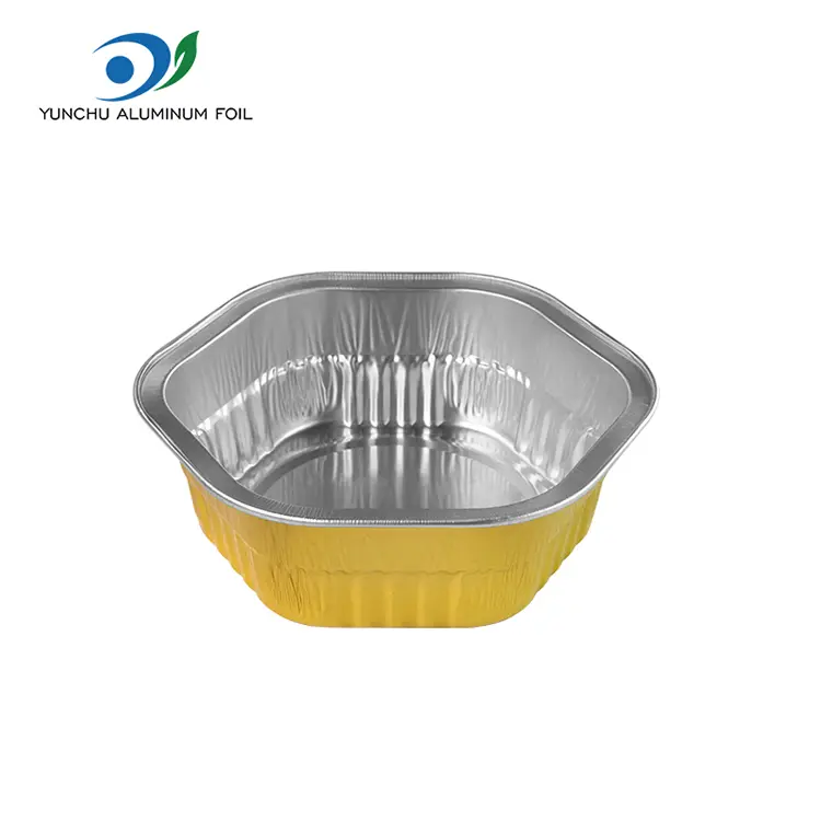 Hexagonal Takeaway Heat Sealed Smoothwall Aluminium Foil Containers