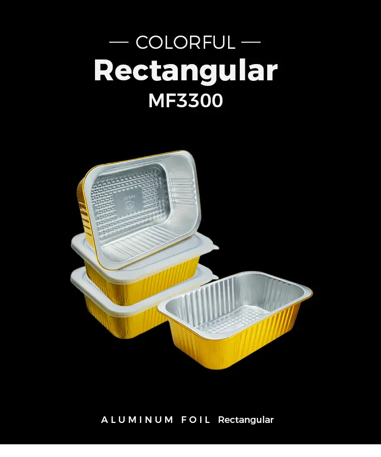 Large capacity rectangular gold Aluminum Foil Containers