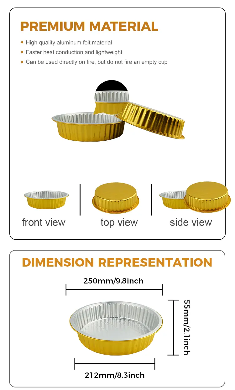 Disposable catering seals gold Aluminum Foil Containers