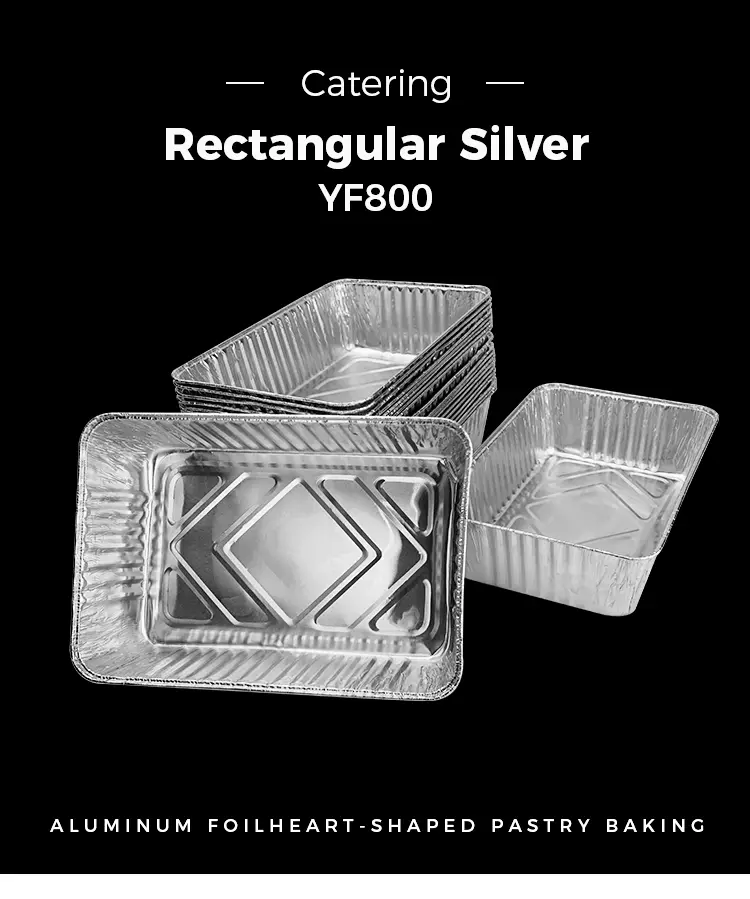 Rectangular bread takeaway Silver Aluminum Foil Containers