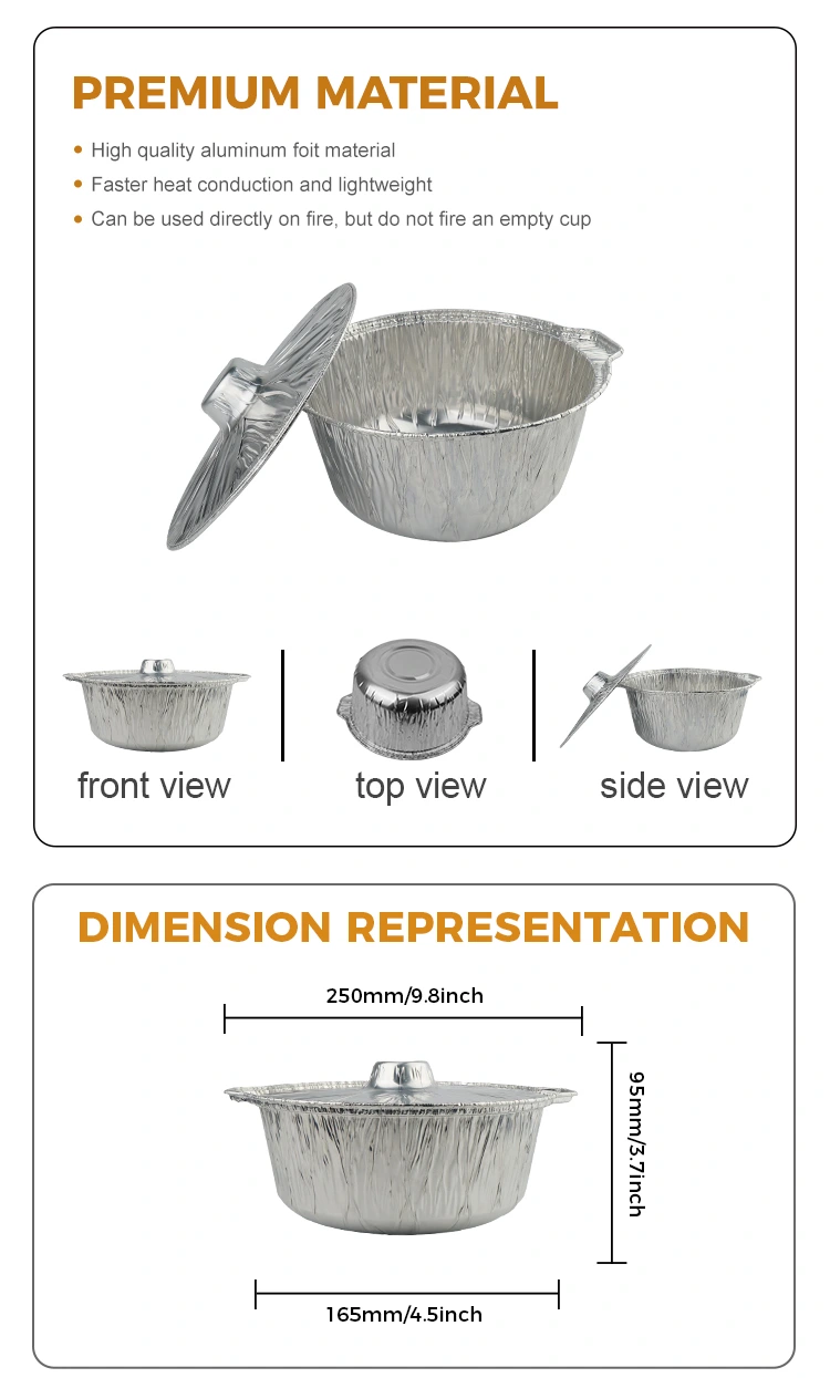 Disposable portable hot pot pots and pans Silver Aluminum Foil Containers 