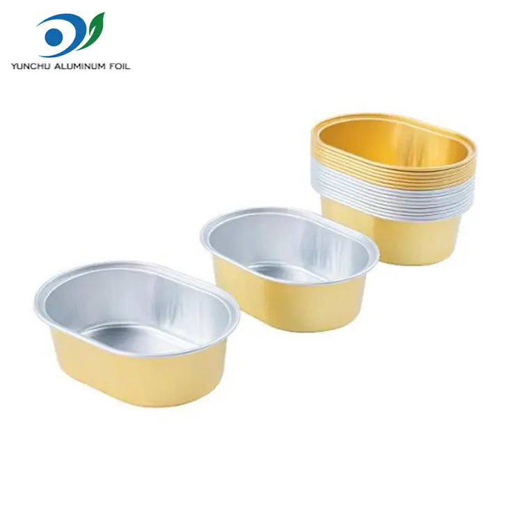 Bekas kerajang aluminium berdinding cahaya oval