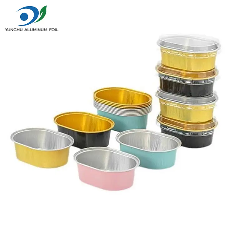 Bekas kerajang aluminium berdinding cahaya oval