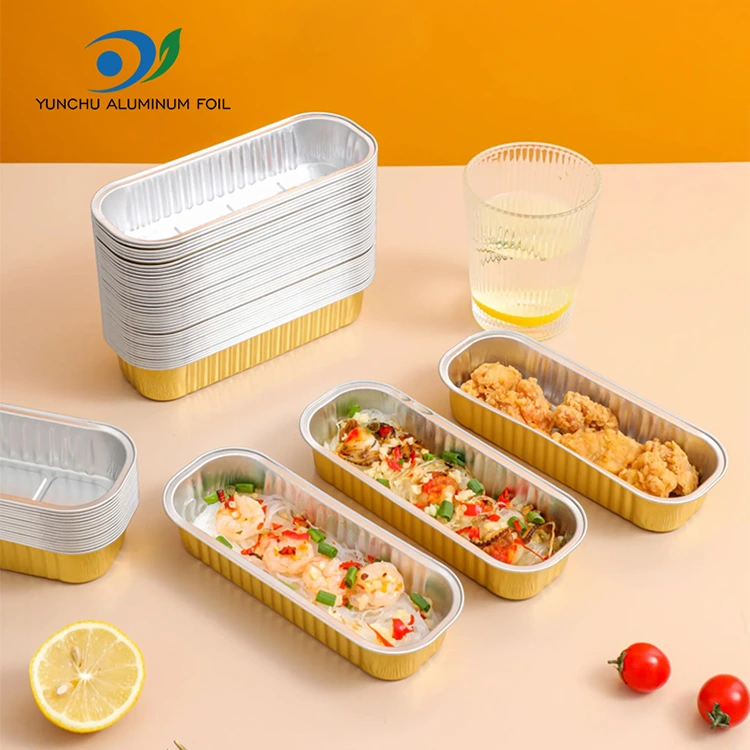 Kek penaik segi empat tepat smoothwall container foil aluminium