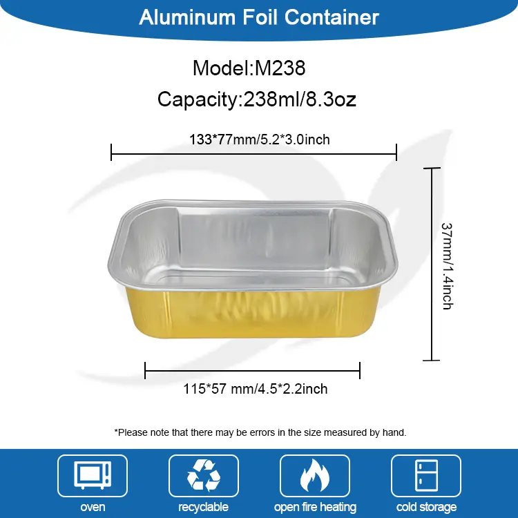 Kotak Kek Rectangular Haba Dimetes Smoothwall Aluminium Foil Containers