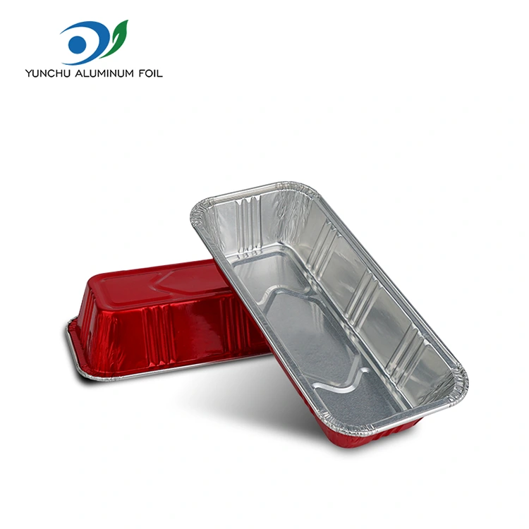 Rectangular Red Bakery Catering Silver Aluminium Foil Containers Rectangular Red Bakery Catering Silver Aluminium Foil Containers