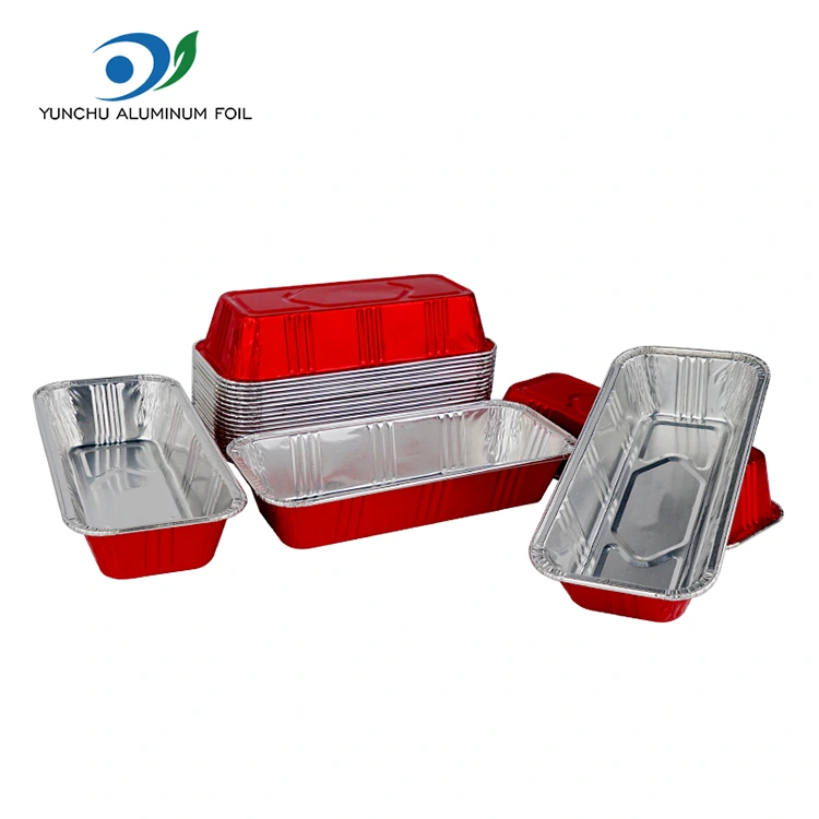 Rectangular Red Bakery Catering Silver Aluminium Foil Containers