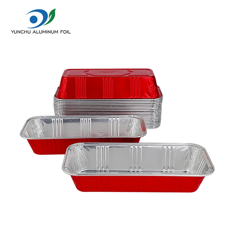 Rectangular Red Bakery Catering Silver Aluminium Foil Containers