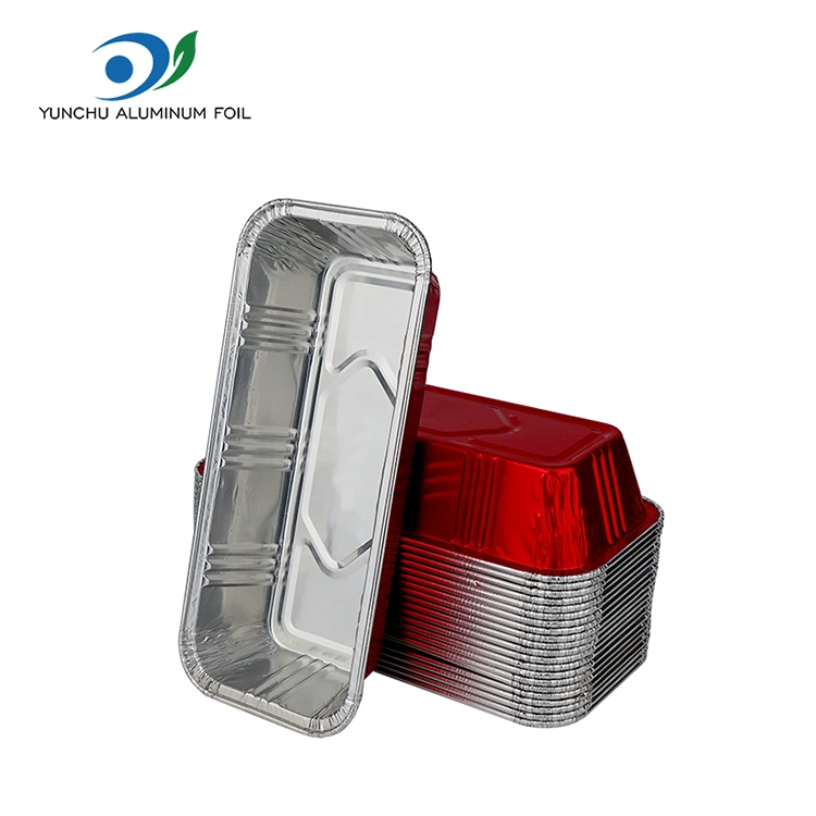 Rectangular Red Bakery Catering Silver Aluminium Foil Containers