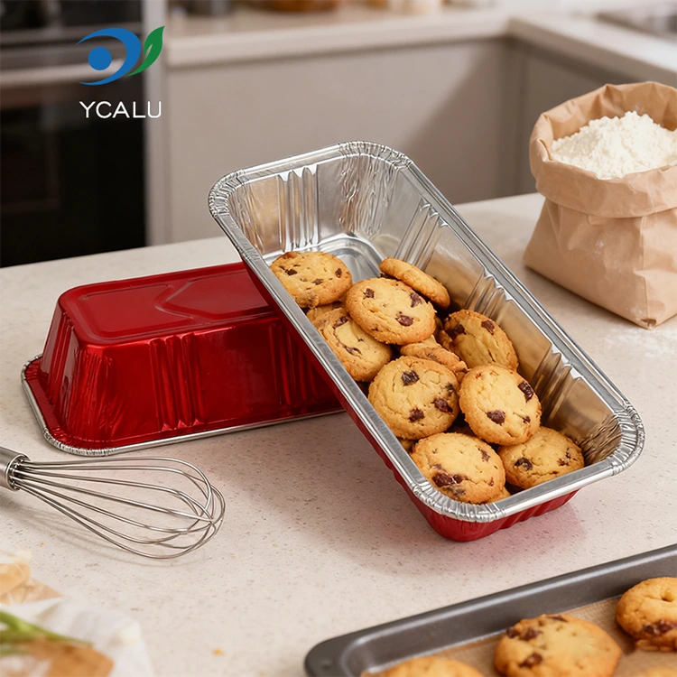 Rectangular Red Bakery Catering Silver Aluminium Foil Containers