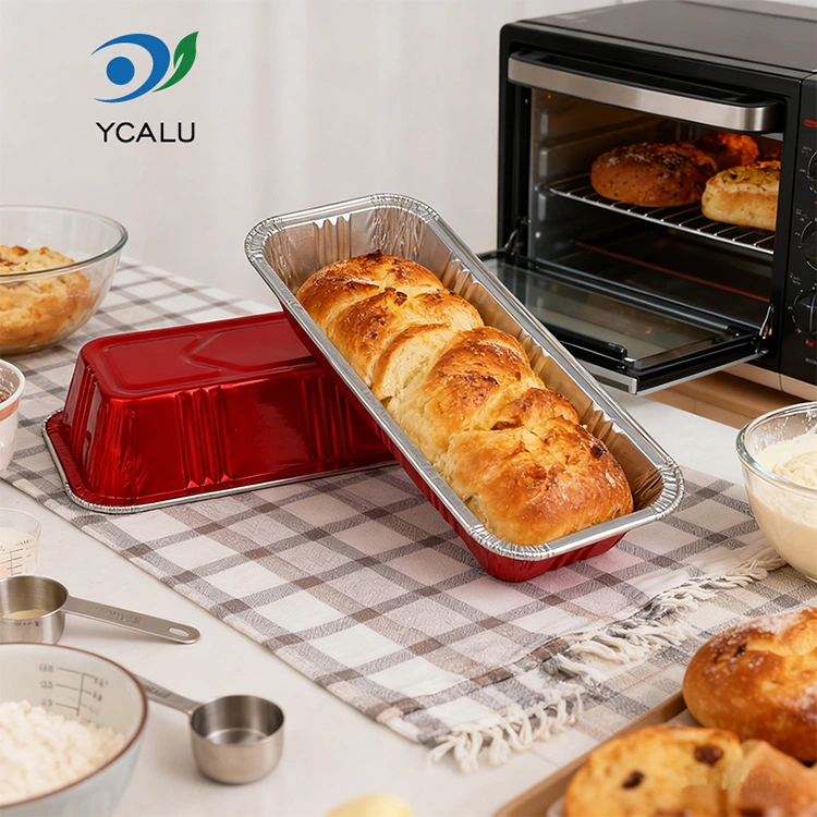 Rectangular Red Bakery Catering Silver Aluminium Foil Containers