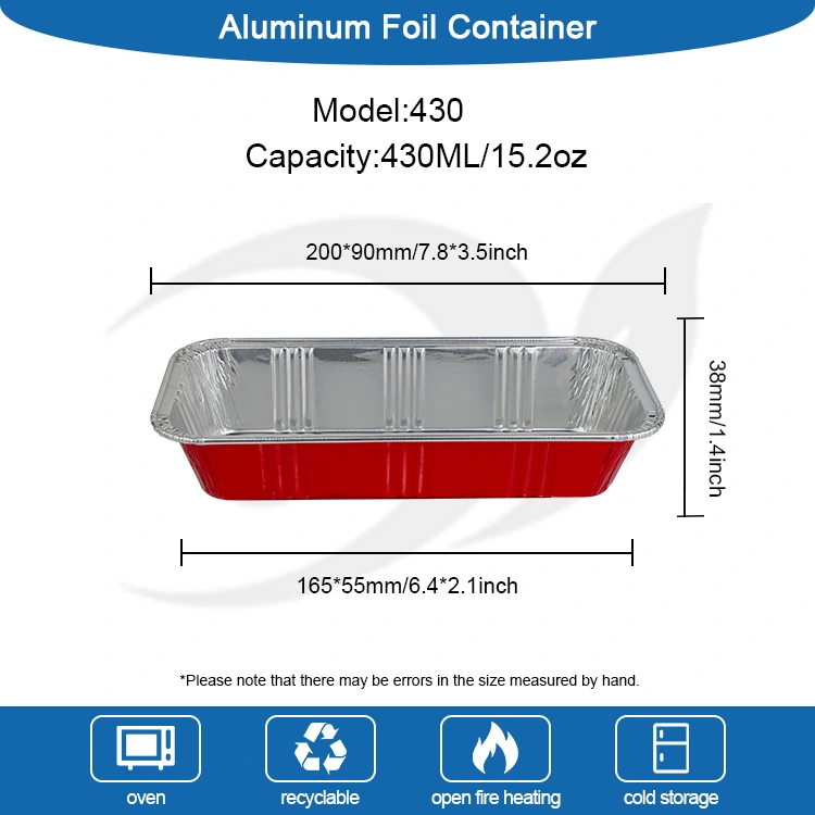 Rectangular Red Bakery Catering Silver Aluminium Foil Containers