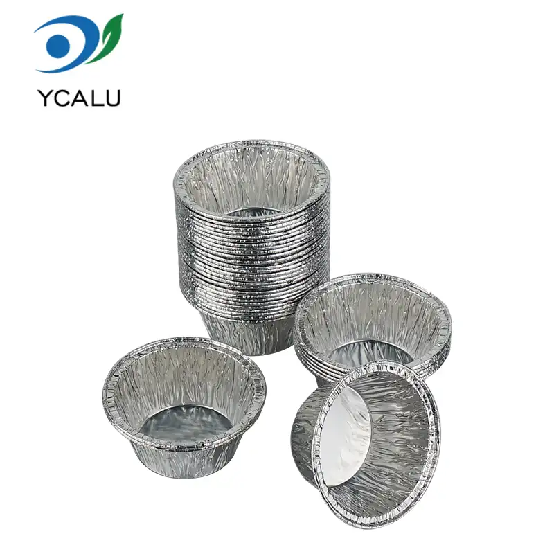 Bekas Aluminium Kerajang Perak Cawan Kek Bulat