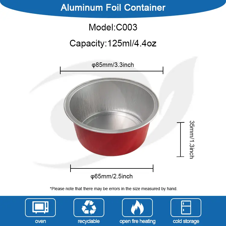 Warna bulat baking smoothwall container foil aluminium