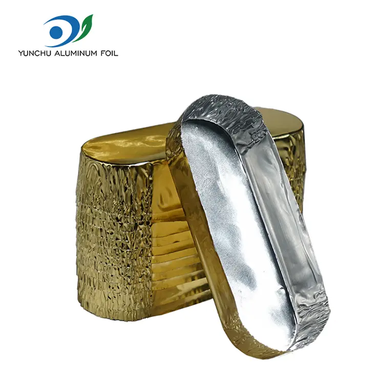 Bekas pembungkusan oval kecil perak aluminium