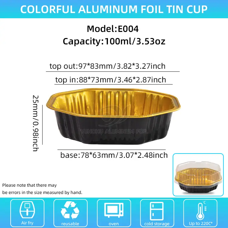 Cawan kek berbentuk khas smoothwall container foil aluminium