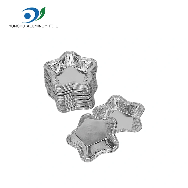 Cawan tart foil aluminium berbentuk bintang untuk membakar bekas makanan kerajang aluminium