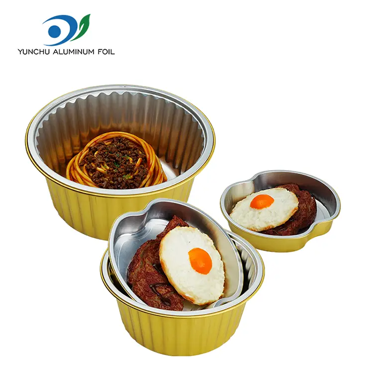 Takeaway Makan Kontena Kerajang Aluminium Golden Round