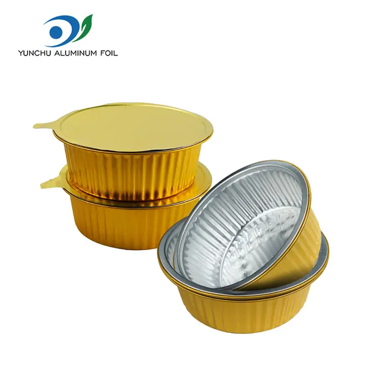 Takeaway Kecil Pot Hot Golden Round Aluminium Foil Containers